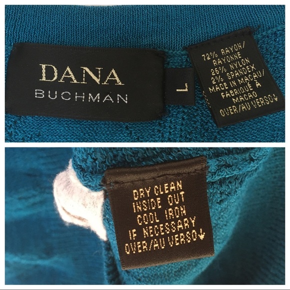 Dana Buchman Rayon Nylon Knit Sleeveless Tank Sz Large Teal Minimal Boho Office - Picture 11 of 12